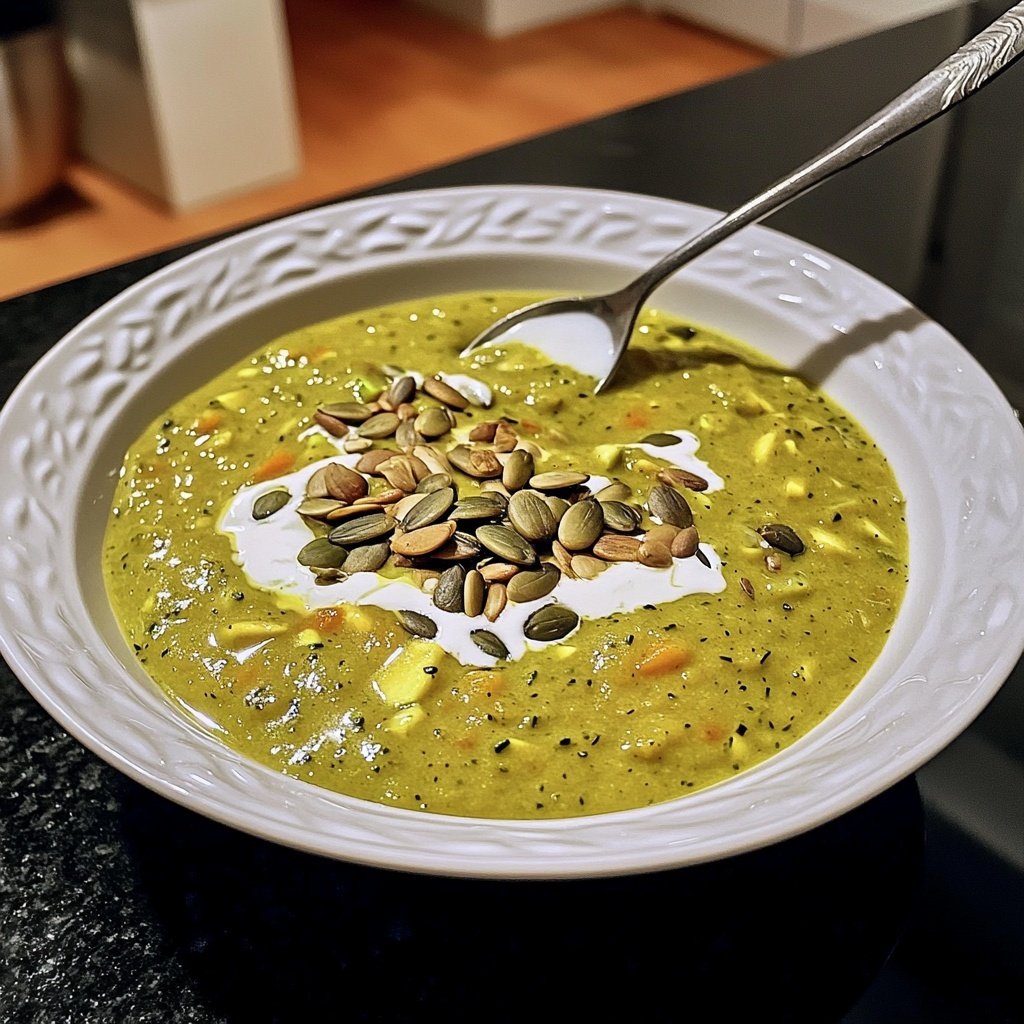 Cremige Kürbissuppe mit Zucchini