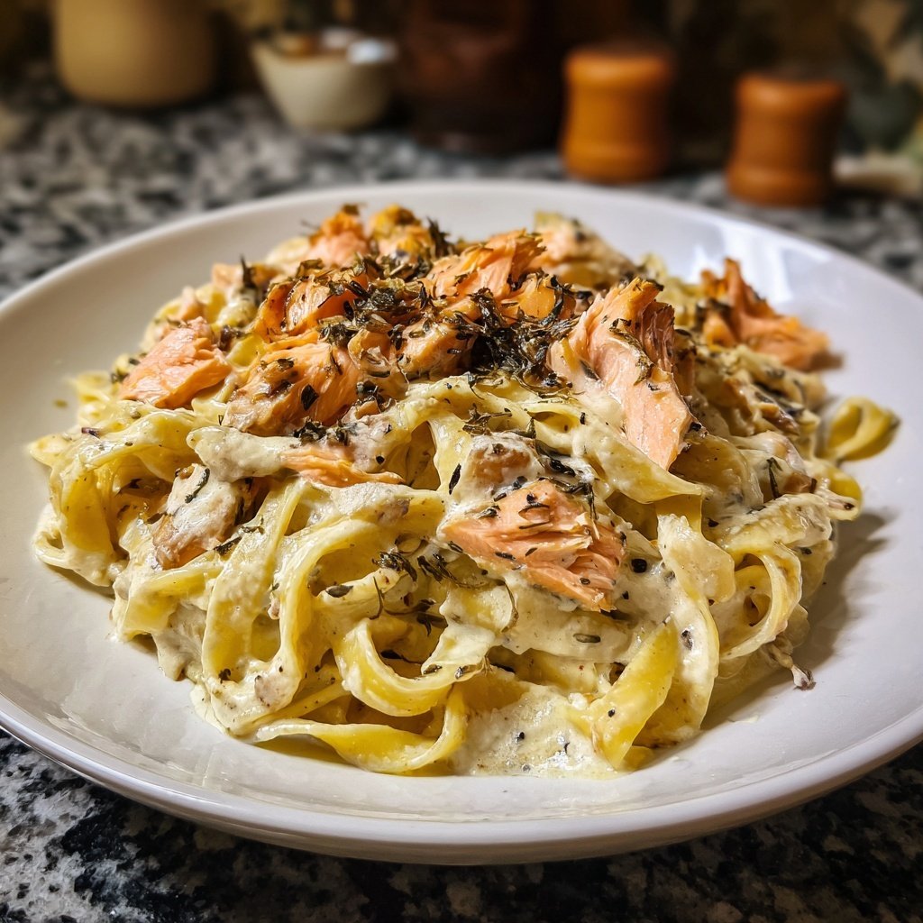 Tagliatelle mit Lachs und Sahne