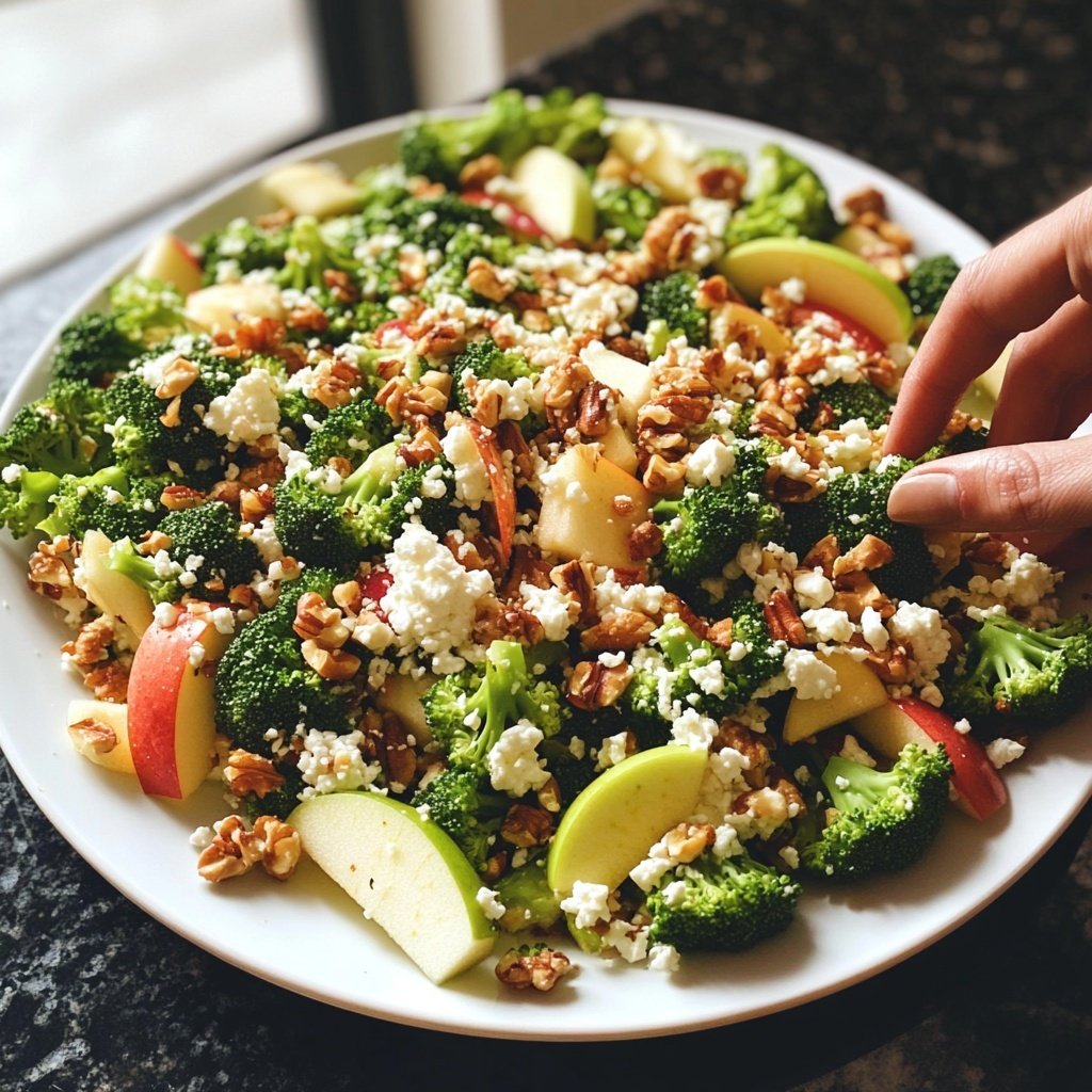 Brokkoli-Salat mit Äpfeln, Nüssen & Feta – Knackig & frisch